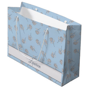  Timeless Botanical Bloom Soft Blue Monogram  Large Gift Bag