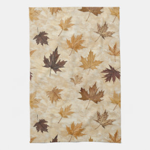 Timeless Botanical Harmony – Leaf in Warm Neutrals Tea Towel