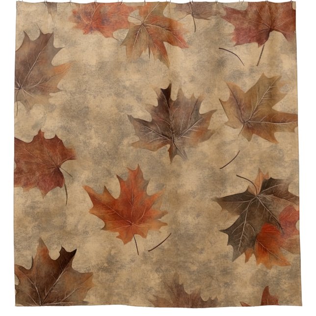 Timeless Botanical – Leaf in Warm Neutrals (2) Shower Curtain (Front)