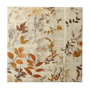 Timeless Botanical – Leaf in Warm Neutrals (3) Ceramic Tile