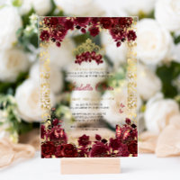 Timeless Burgundy Floral Gold Arch Quinceanera