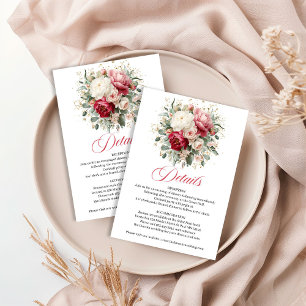 Timeless Burgundy Floral Wedding Details Enclosure Card
