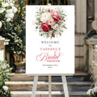 Timeless Burgundy Gold Floral Bridal Shower Welcom