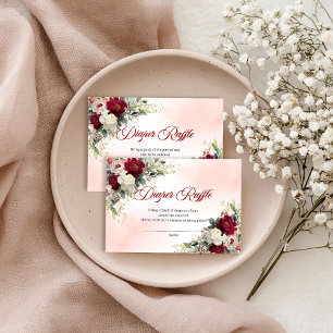 Timeless Burgundy Gold Rustic Floral Diaper Raffle Enclosure Card