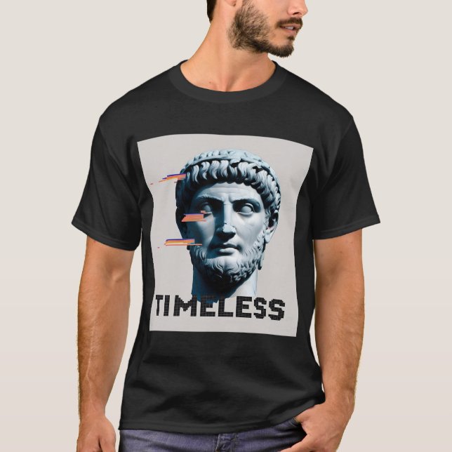 Timeless Bust Glitch Art T-Shirt – Retro-Pink Dad (Front)