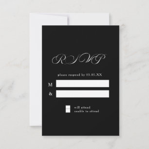 Timeless Calligraphy Classic Black Wedding RSVP Card