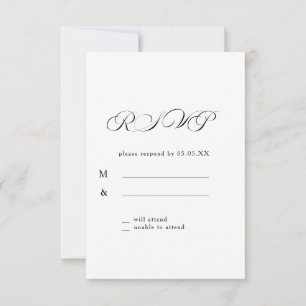 Timeless Calligraphy Classic White Wedding RSVP Card