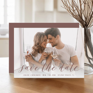 Timeless Calligraphy Horizontal Photo Save The Date