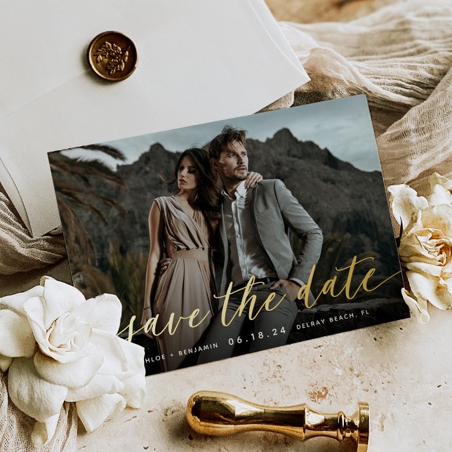 Timeless Calligraphy Photo Save The Date (Creator Uploaded)