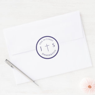 Timeless Catholic Monogrammed Classic Round Sticker