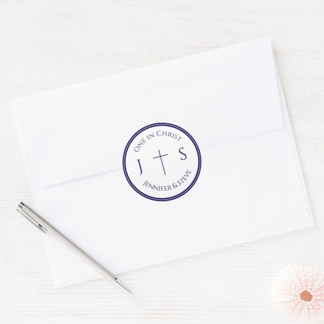 Timeless Catholic Monogrammed Classic Round Sticker (Envelope)