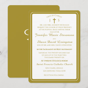 Timeless Catholic Monogrammed Wedding Invitation