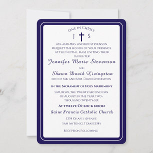 Timeless Catholic Monogrammed Wedding Invitation