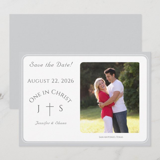 Timeless Catholic Monogrammed Wedding  Save The Date (Front/Back)