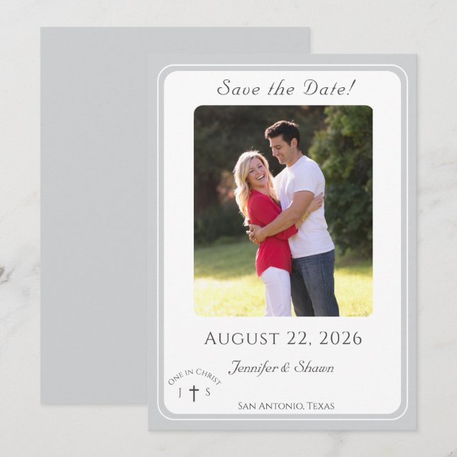 Timeless Catholic Monogrammed Wedding  Save The Date (Front/Back)