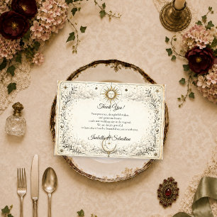 Timeless Celestial Sun Moon Wedding Thank You Card