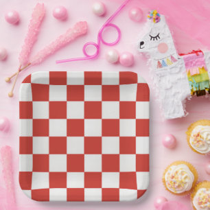 Timeless Charm Red & White Chequered Cheerful BBQ Paper Plate