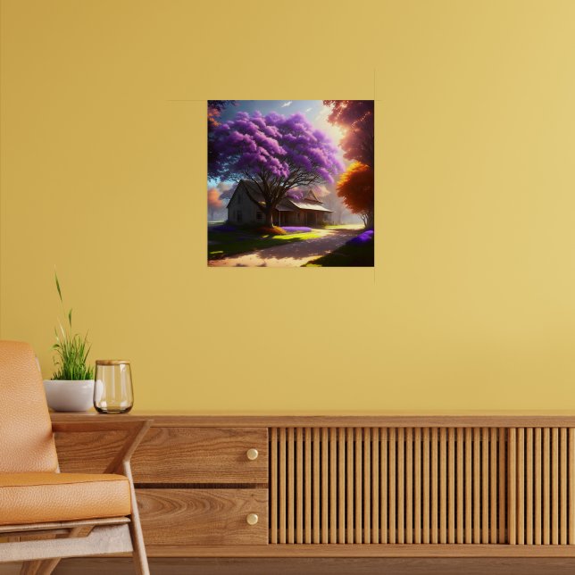 Timeless Charm: Rustic Farmhouse and Old Jacaranda Poster (Living Room 2)