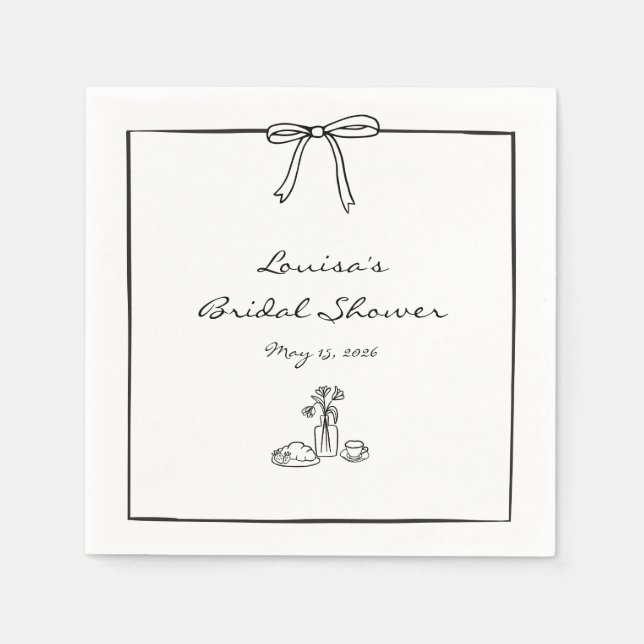 Timeless Chic Coquette Bow Bridal Shower Brunch  Napkin (Front)