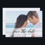 Timeless Chic Save the Date Photo Announcement<br><div class="desc">Stylish save the date photo announcement featuring a transparent white banner with elegant modern calligraphy script saying "Save the Date".</div>