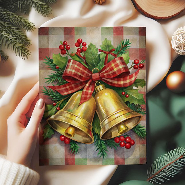 Timeless Christmas bells rice paper holly wreath  (Timeless Christmas bells rice paper holly wreath joy

)