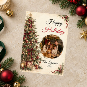 Timeless Christmas Tree Holiday Family Portrait Card