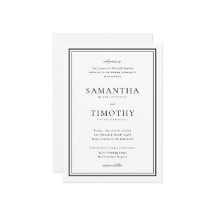 Timeless Classic Black and White Border Wedding Invitation