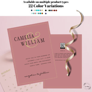 Timeless Classic Dusty Rose Pink Gold Wedding Invitation