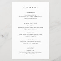 Timeless Classic Formal Guest Name Wedding Menu