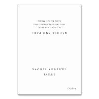 Timeless Classic Formal Wedding Place Card