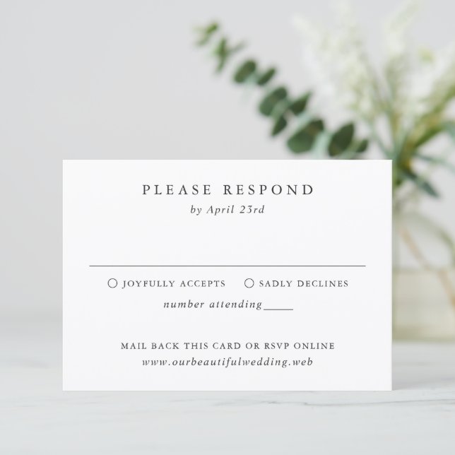 Timeless Classic Formal Wedding RSVP Card (Standing Front)