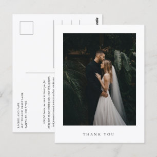 Timeless Classic Photo Formal Wedding Thank You Postcard