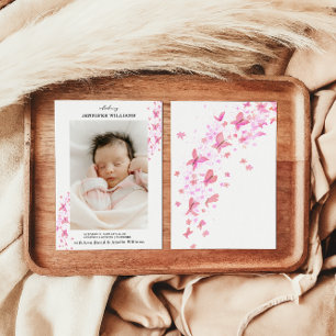 Timeless Classic Pink Butterfly Flat Baby Announcement