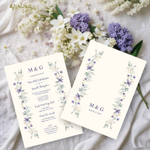 Timeless Classic Purple Flowers Branches Wedding Invitation