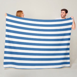 Timeless Coastal Elegant Blue & White Striped Fleece Blanket