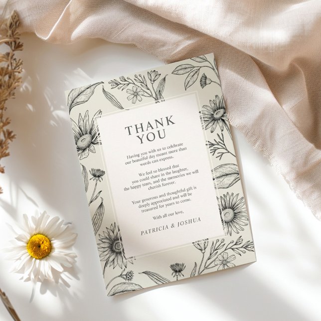 Timeless Daisy  Wildflower Wedding Thank You Card (Creator Uploaded)