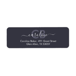 Timeless - Dark Bluish Grey Monogram Address Label Return Address Label