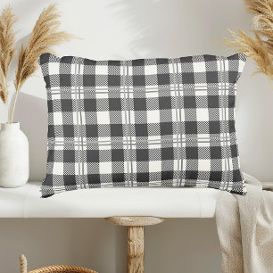 Timeless Dark Grey Off White Buffalo Plaid Decorative Cushion