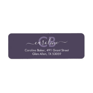 Timeless - Dark Mystic Grey Monogram Address Label Return Address Label