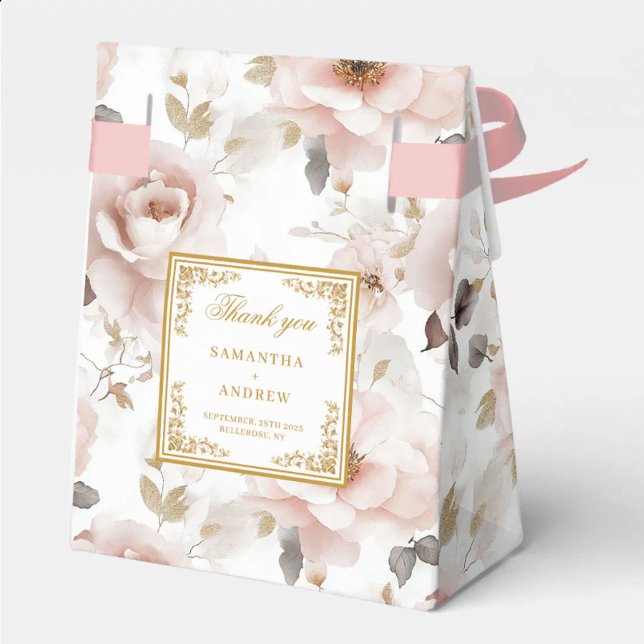 Timeless Dusty Pink Ivory Gold Wedding Thank You  Favour Box (Timeless Dusty Pink Ivory Gold Wedding Thank You Favor Boxes)