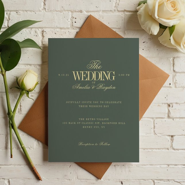 Timeless Earthy Green And Butter Yellow Wedding Invitation (Creator Uploaded)