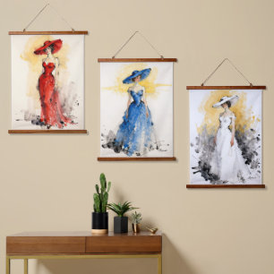 Timeless Elegance – Abstract Woman Portrait Art Hanging Tapestry