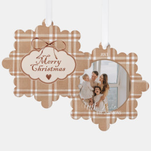 Timeless Elegance Beige and Brown Customisable Tree Decoration Card