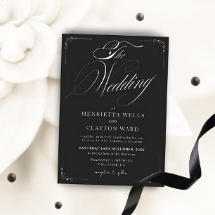 Timeless Elegance Black and White Wedding  Invitation