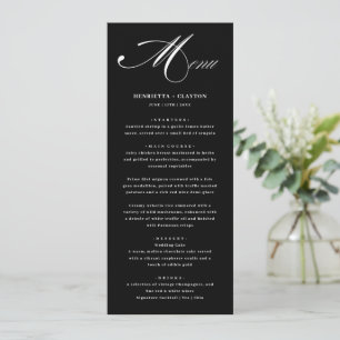 Timeless Elegance Black and White Wedding Menu