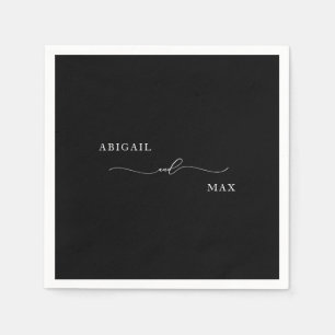 Timeless Elegance Black Custom Wedding Cocktail Napkin