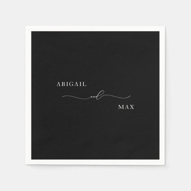 Timeless Elegance Black Custom Wedding Cocktail Napkin (Front)