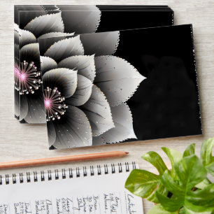 Timeless Elegance: Black & Silver Blossom Wedding Envelope