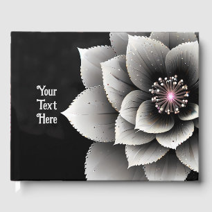 Timeless Elegance: Black & Silver Blossom Wedding  Guest Book