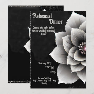 Timeless Elegance: Black & Silver Blossom Wedding Invitation